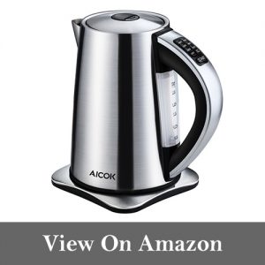 Aicok Electric Kettle Precise Temperature Control Hot Water Kettle Stainless Steel Tea Kettle, 1.7 Liters, 1500Watt