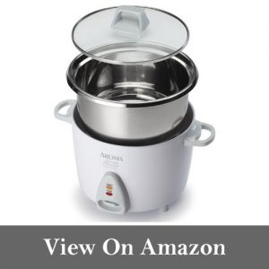 Aroma Simply Stainless 3-Cup(Uncooked) 6-Cup (Cooked) Rice Cooker, White